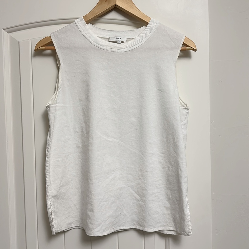 Vince Cotton High Neck Tank Top Size M